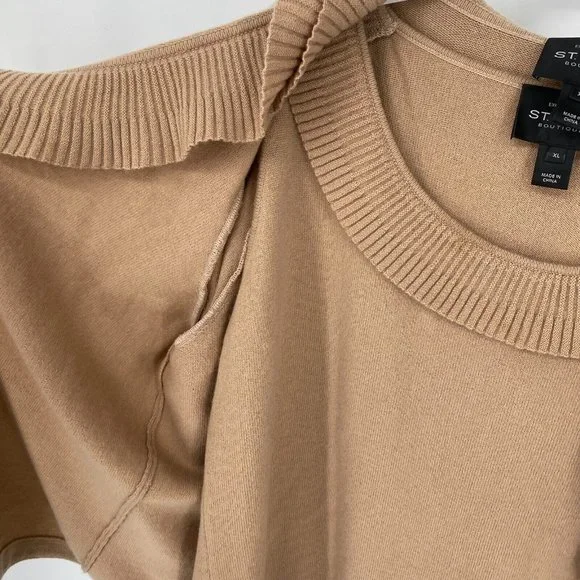 St. John Tan Ruffled Cardigan - Picture 6 of 7